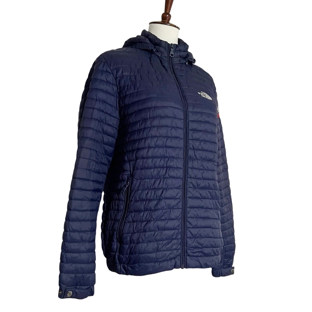 The North Face Summit Series Navy Blue Puffer Jacket Detachable Hood Mens Medium - Picture 2 of 12